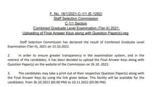 SSC CGL Tier-II Final Answer Key 2022