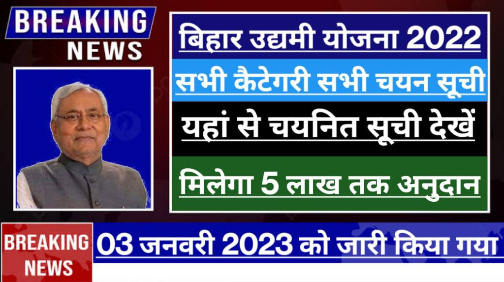 Bihar udami yojana list 2022, Selection List, बिहार मुख्यमंत्री उद्यमी योजना चयन सुची जारी किया गया - अपना नाम चेक करें