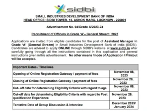 SIDBI Bank Recruitment 2023 Apply For Assistant Manager Various Posts