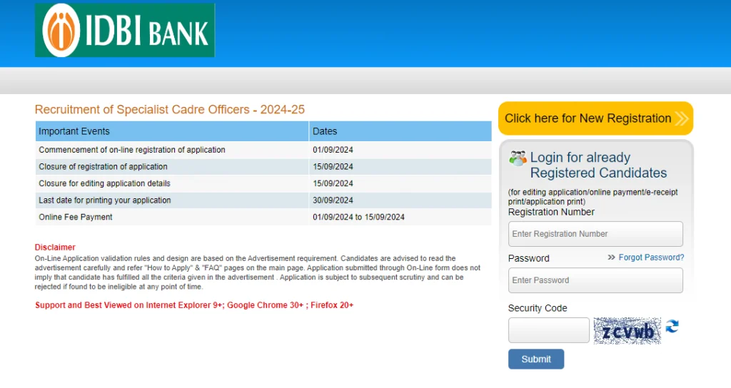 IDBI Bank SCO Vacancy 2024 Notification Out,