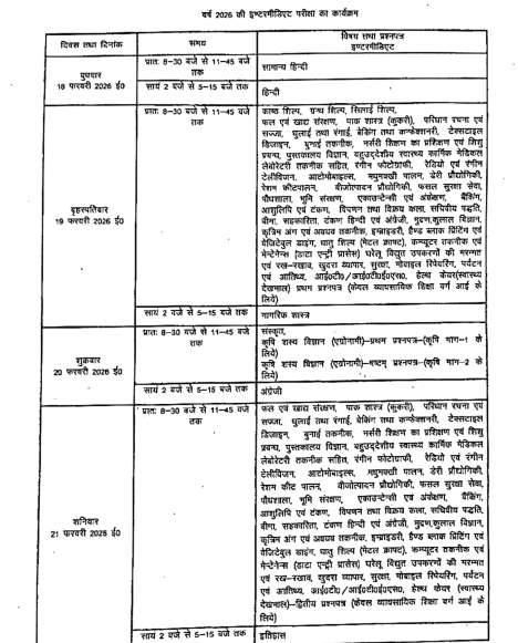 up board 12th exam timetable